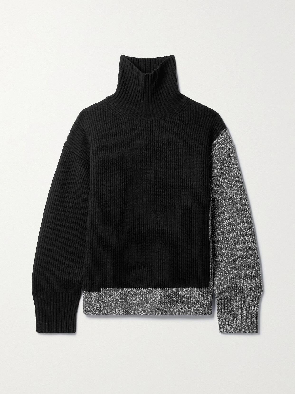 Joseph - Paneled Ribbed Merino Wool Turtleneck Sweater - Black