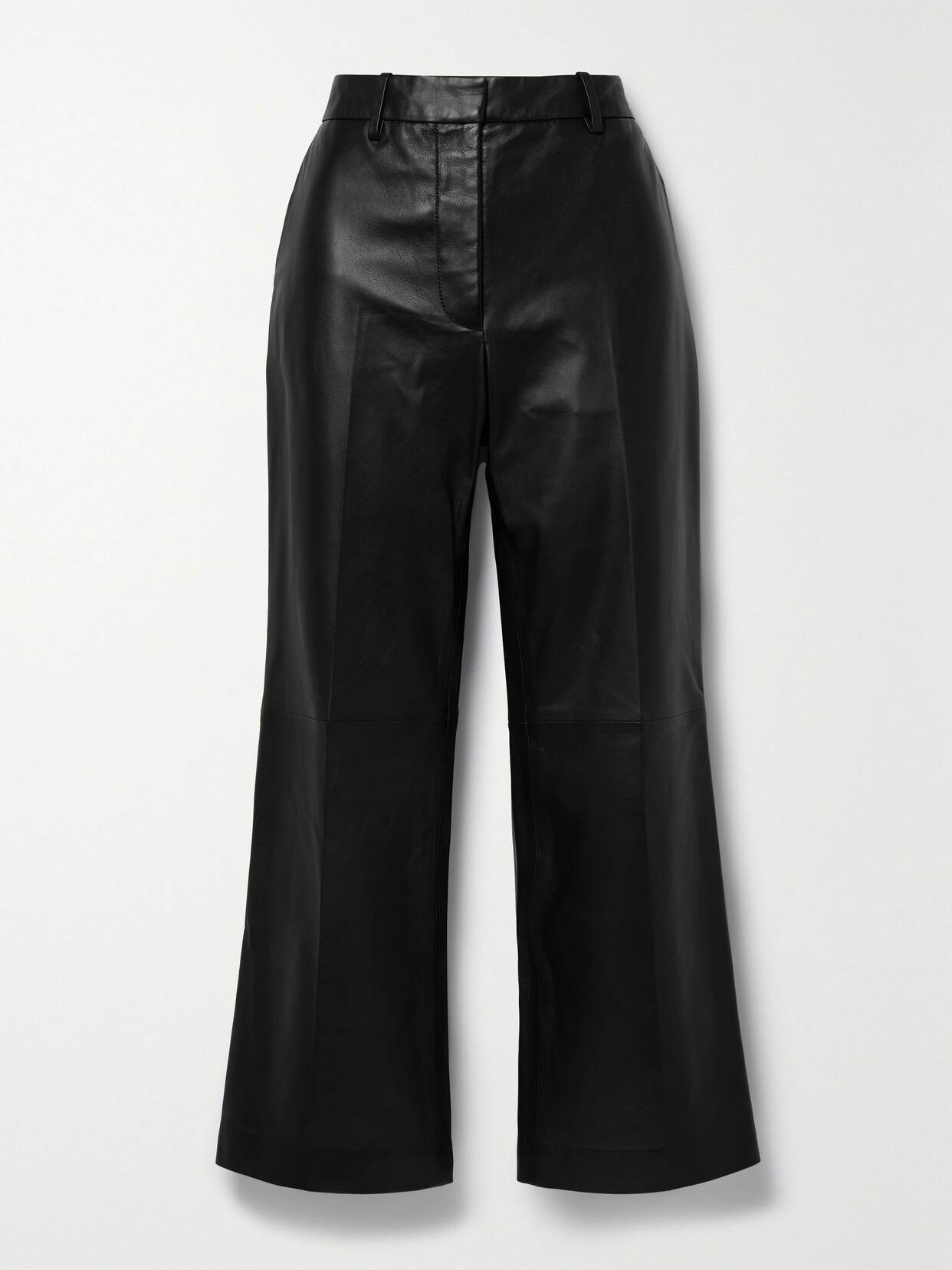 Joseph Talia Cropped Leather Straight-leg Pants - Black