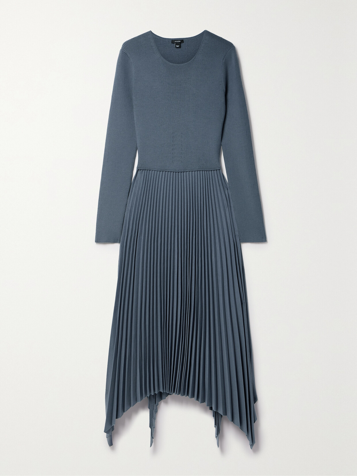 Joseph Deron Pleated Ribbed Wool-blend Midi Dress