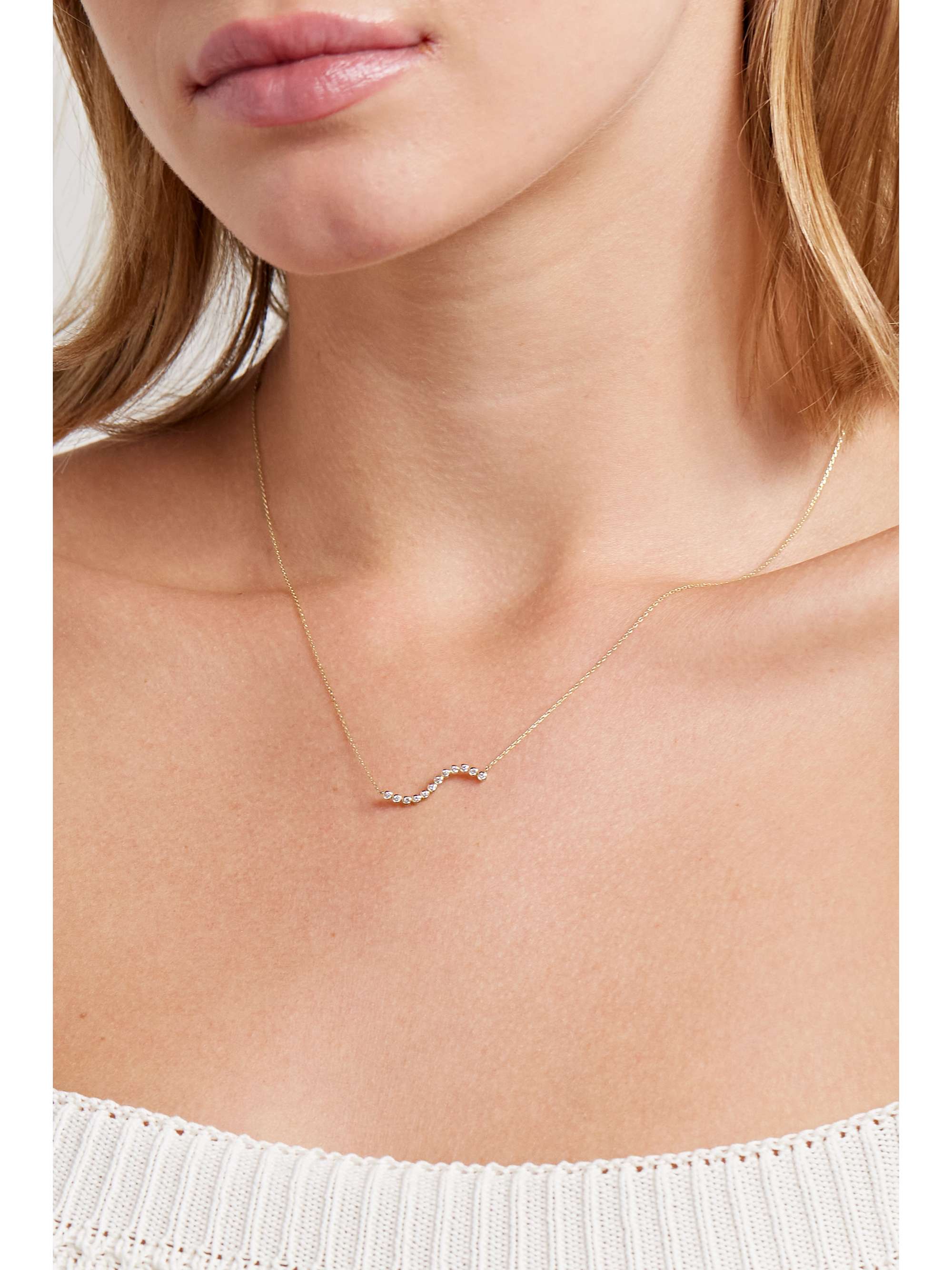 STONE AND STRAND Bubbly Wave 14karat gold diamond necklace NETAPORTER