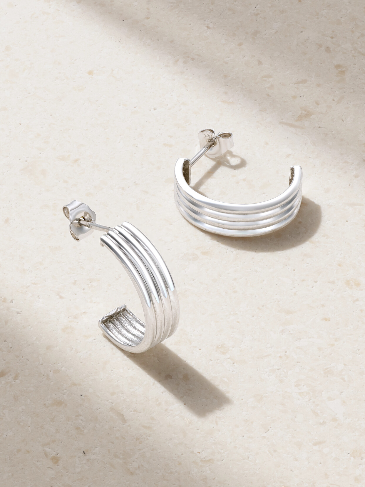 Stone And Strand Layer Cake 14-karat White Gold Earrings In Silver