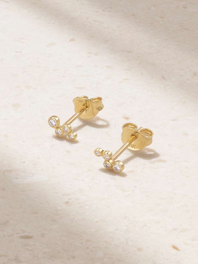 STONE AND STRAND Bubbly 14-karat Gold Diamond Earrings