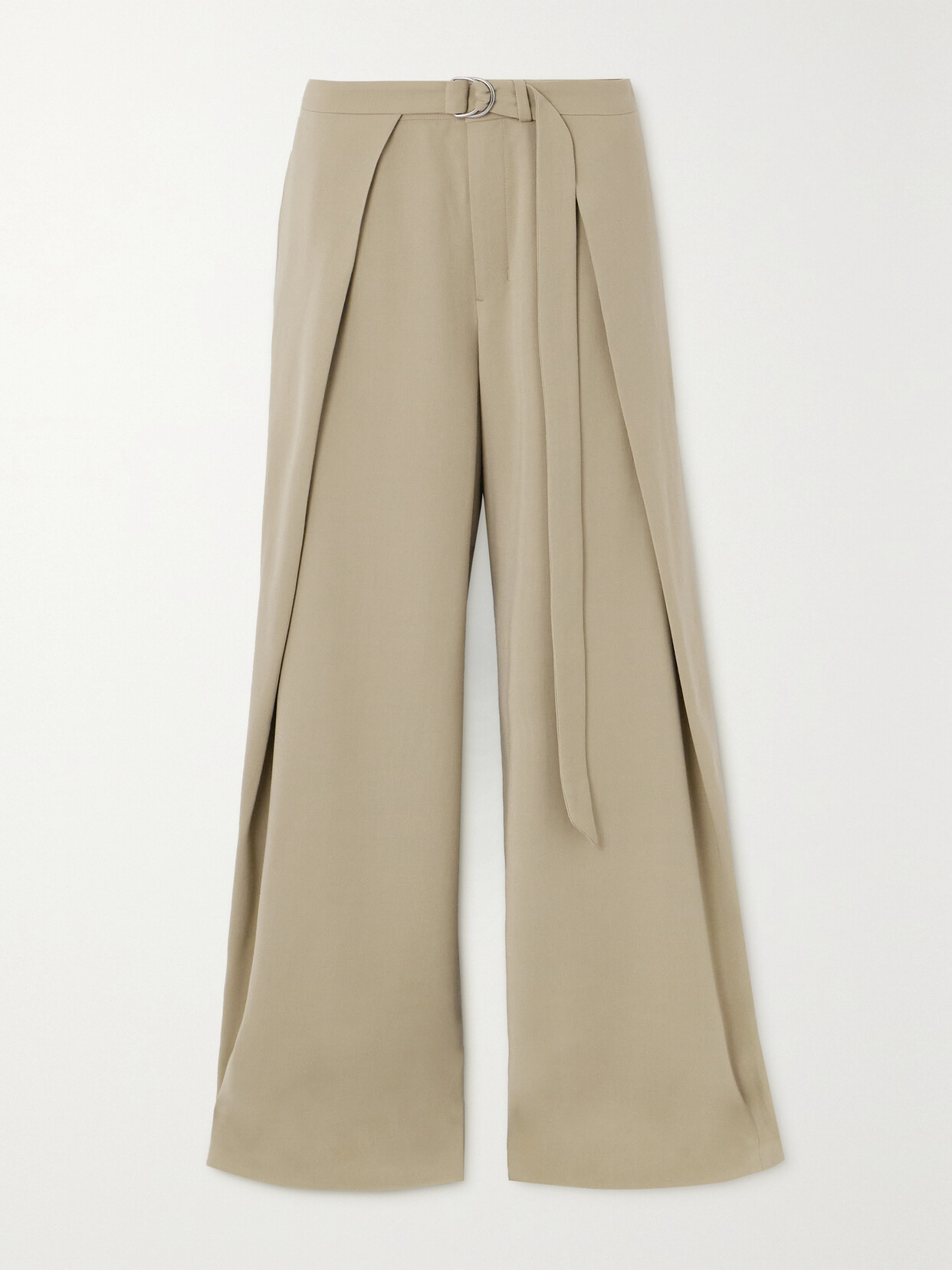 AMI PARIS Belted Layered Twill Pants - Neutrals