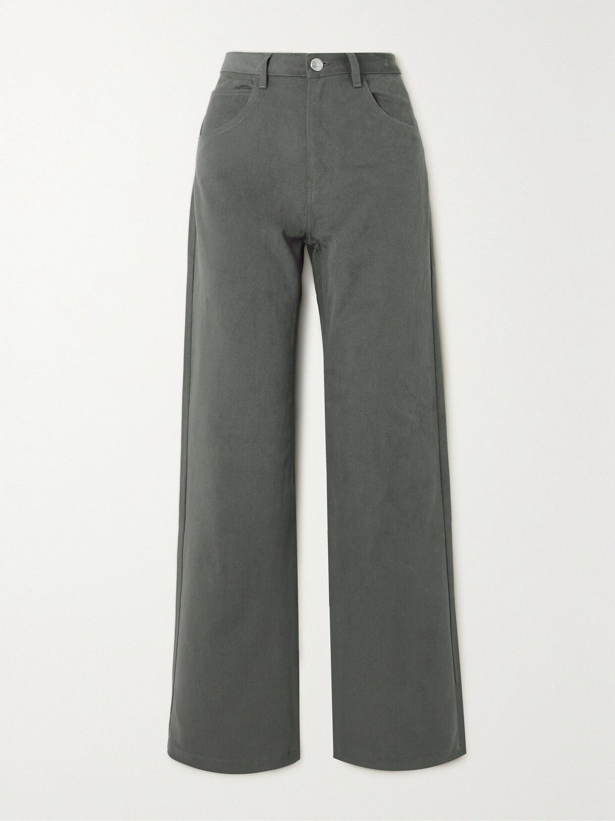 AMI PARIS - Cotton-gabardine Wide-leg Pants - Gray