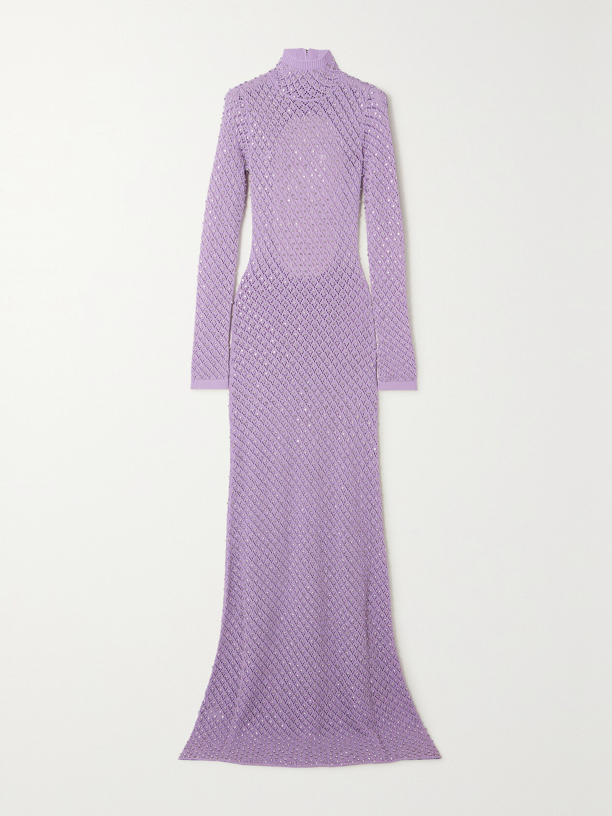 David Koma - Open-back Crystal-embellished Pointelle-knit Maxi Dress - Purple