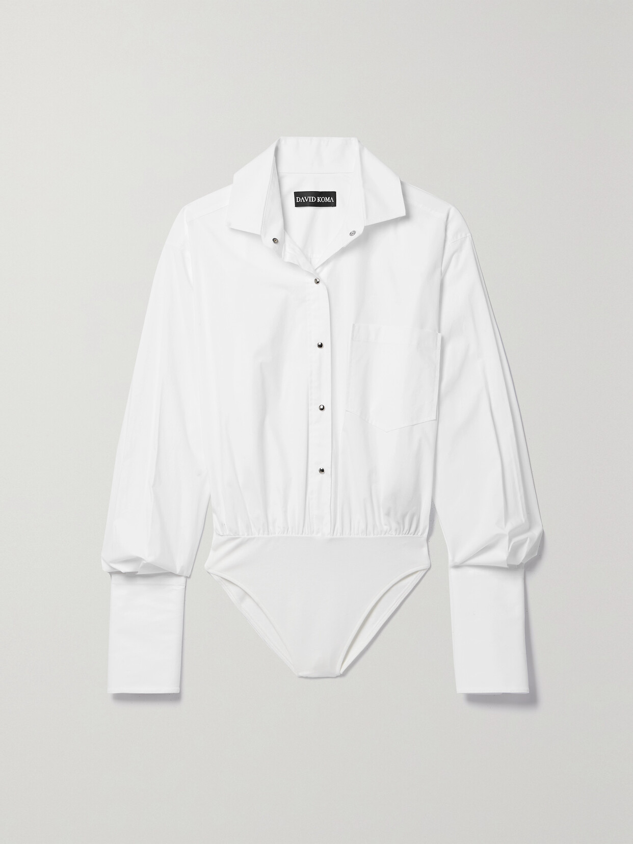 David Koma - Cotton-blend Poplin And Stretch-jersey Bodysuit - White