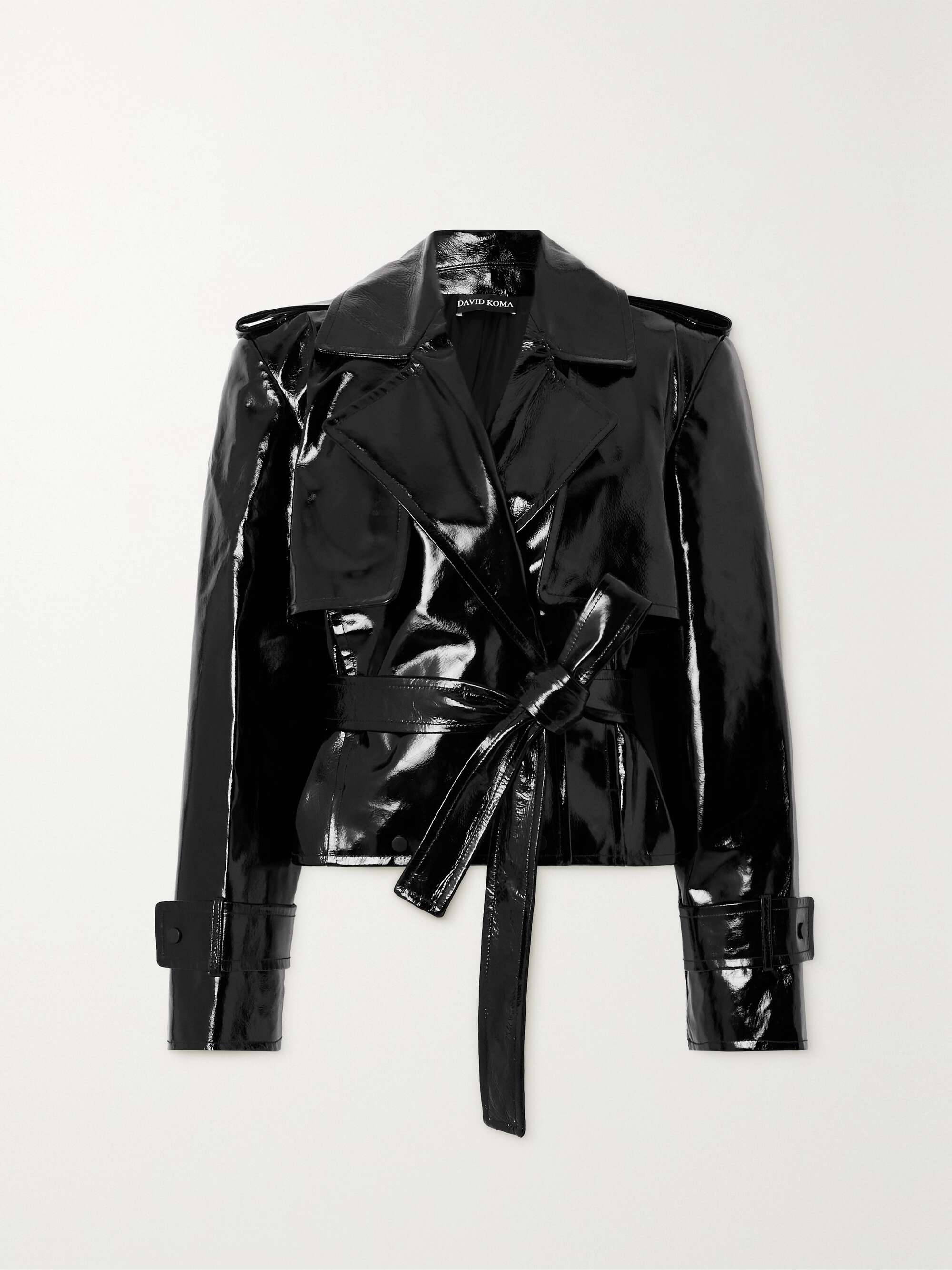 DAVID KOMA Belted patent-leather jacket | NET-A-PORTER