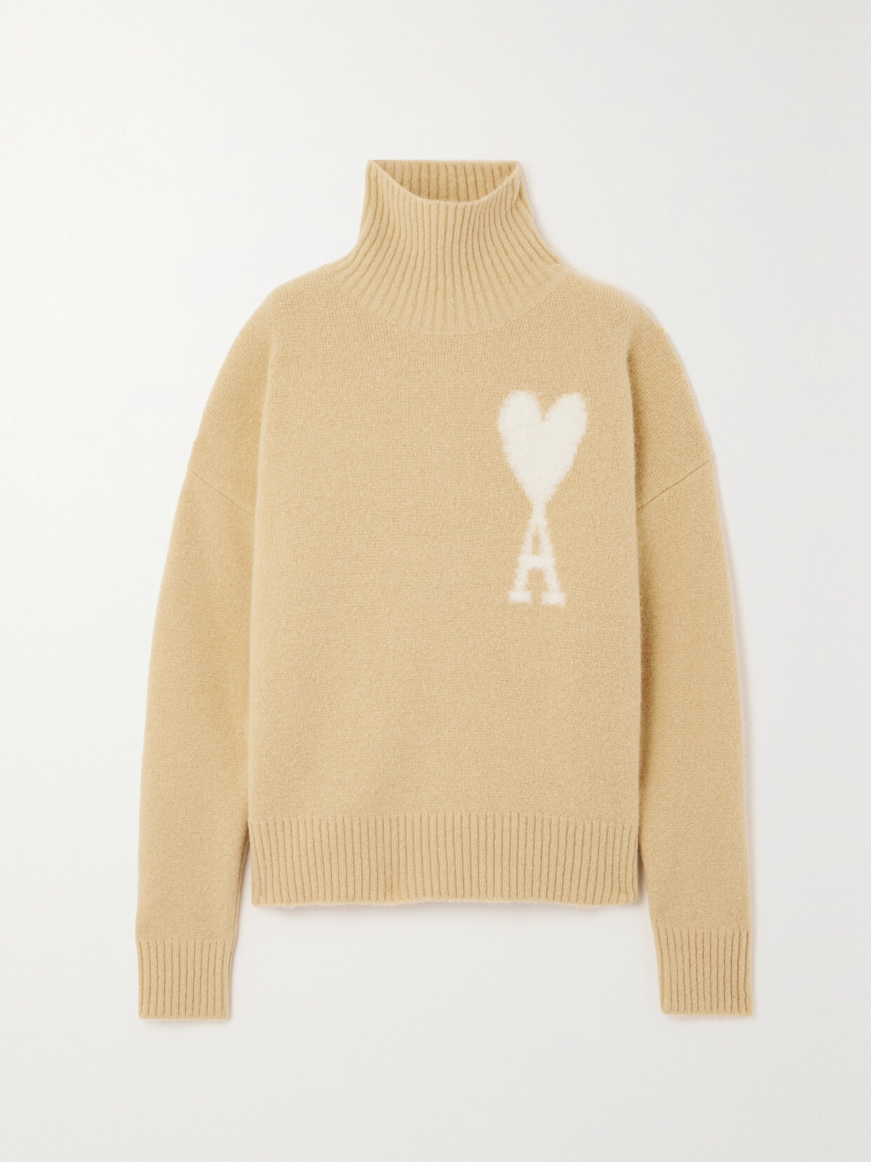 AMI PARIS - Intarsia Alpaca-blend Turtleneck Sweater - Cream