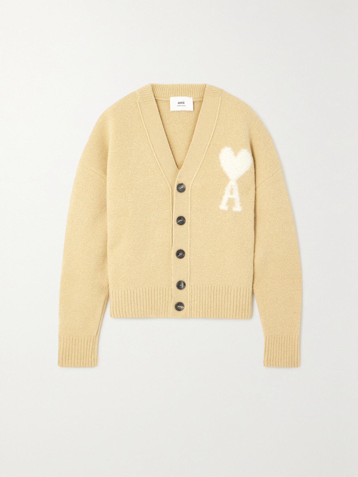 AMI PARIS - Intarsia Alpaca-blend Cardigan - Cream