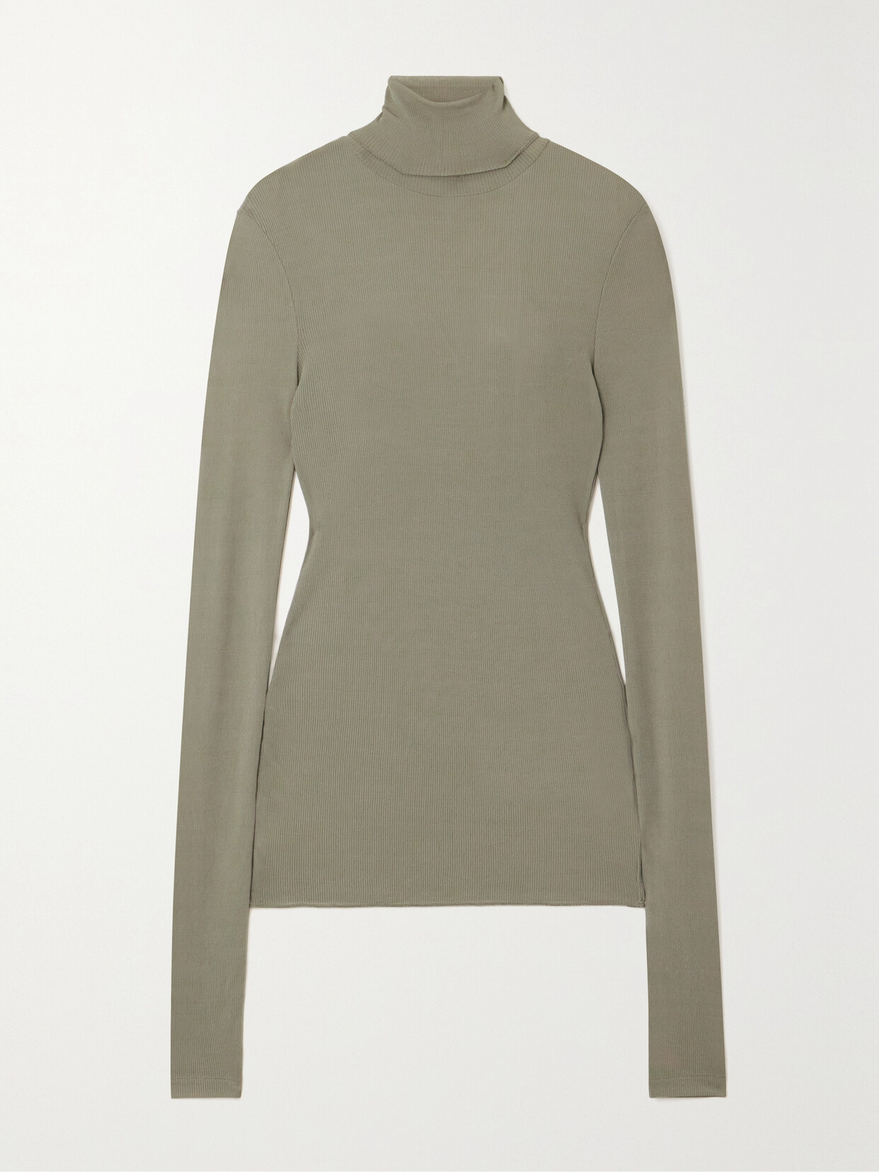 AMI PARIS - Ribbed Jersey Turtleneck Top - Green