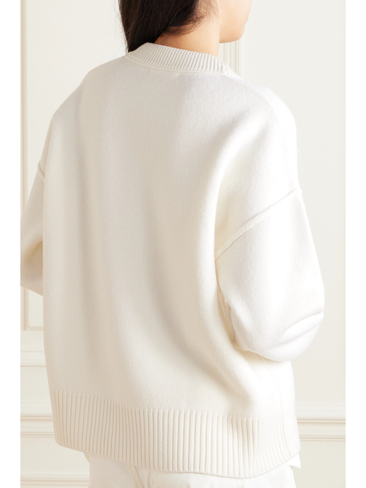 Shop Ami Alexandre Mattiussi + Net Sustain Adc Intarsia Wool Sweater In White