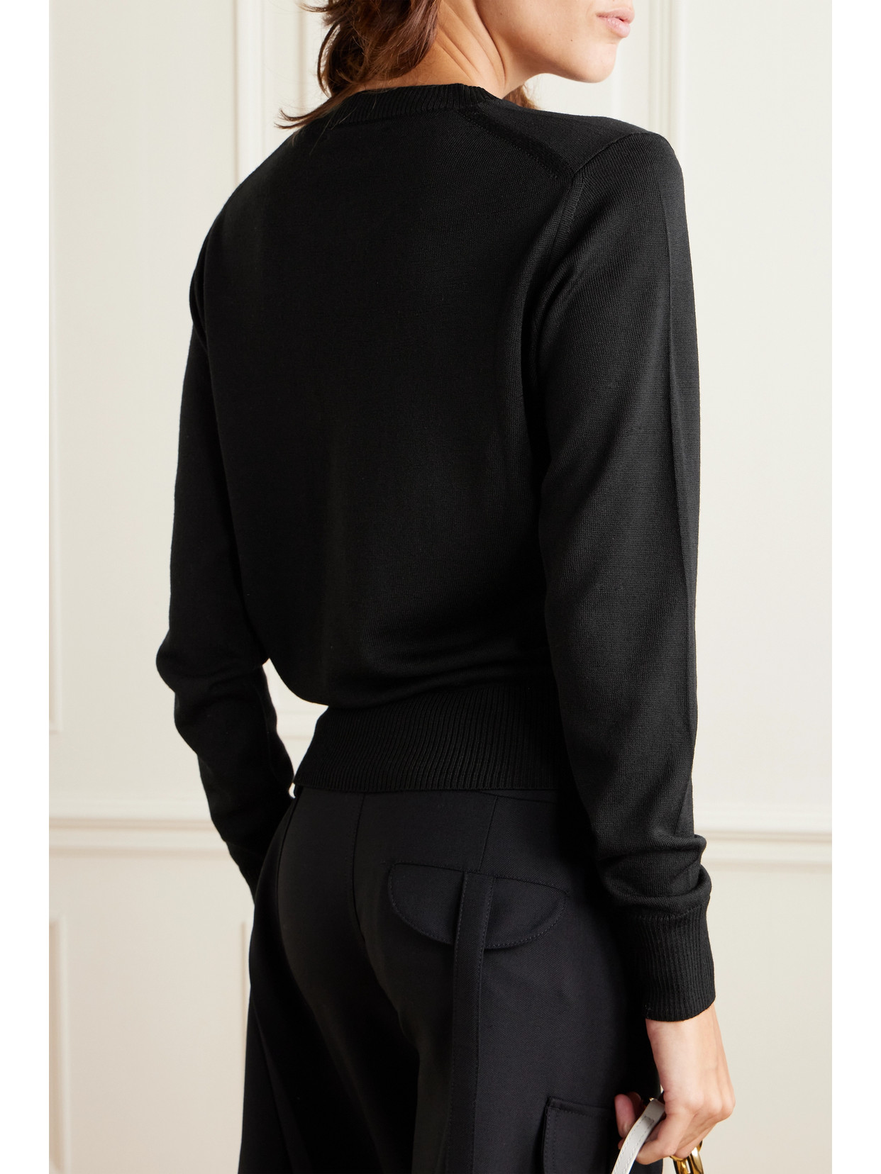 Shop Ami Alexandre Mattiussi + Net Sustain Embroidered Merino Wool Sweater In Black