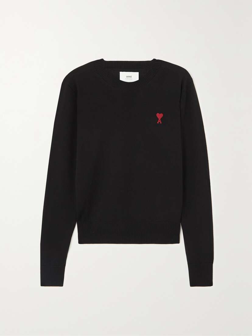 AMI PARIS + Net Sustain Adc Embroidered Merino Wool Sweater