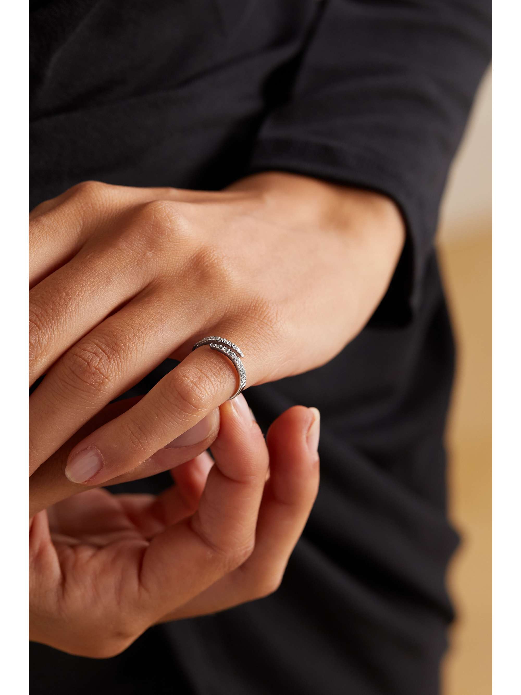 STONE AND STRAND Twirl 14karat white gold diamond ring NETAPORTER