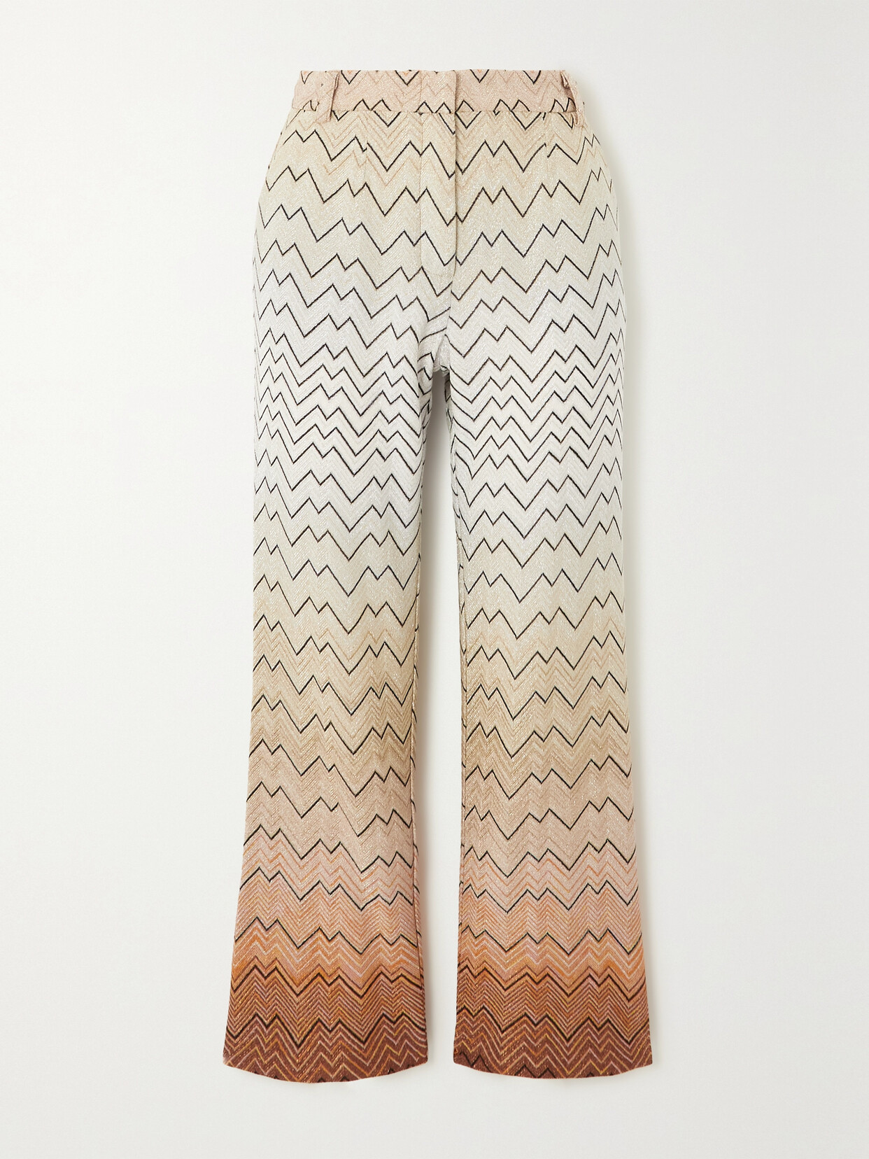 Missoni - Striped Dégradé Metallic Crochet-knit Straight-leg Pants - Neutrals