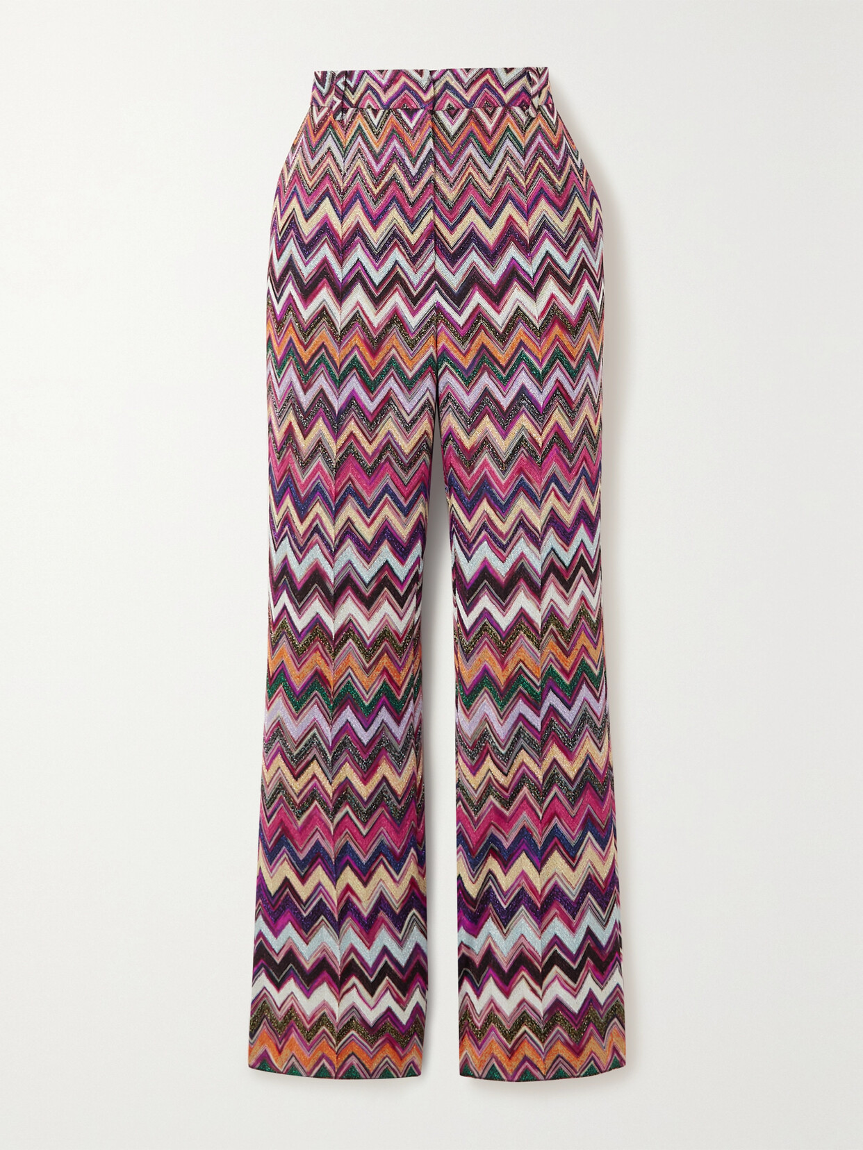 Missoni - Striped Metallic Crochet-knit Straight-leg Pants - Pink