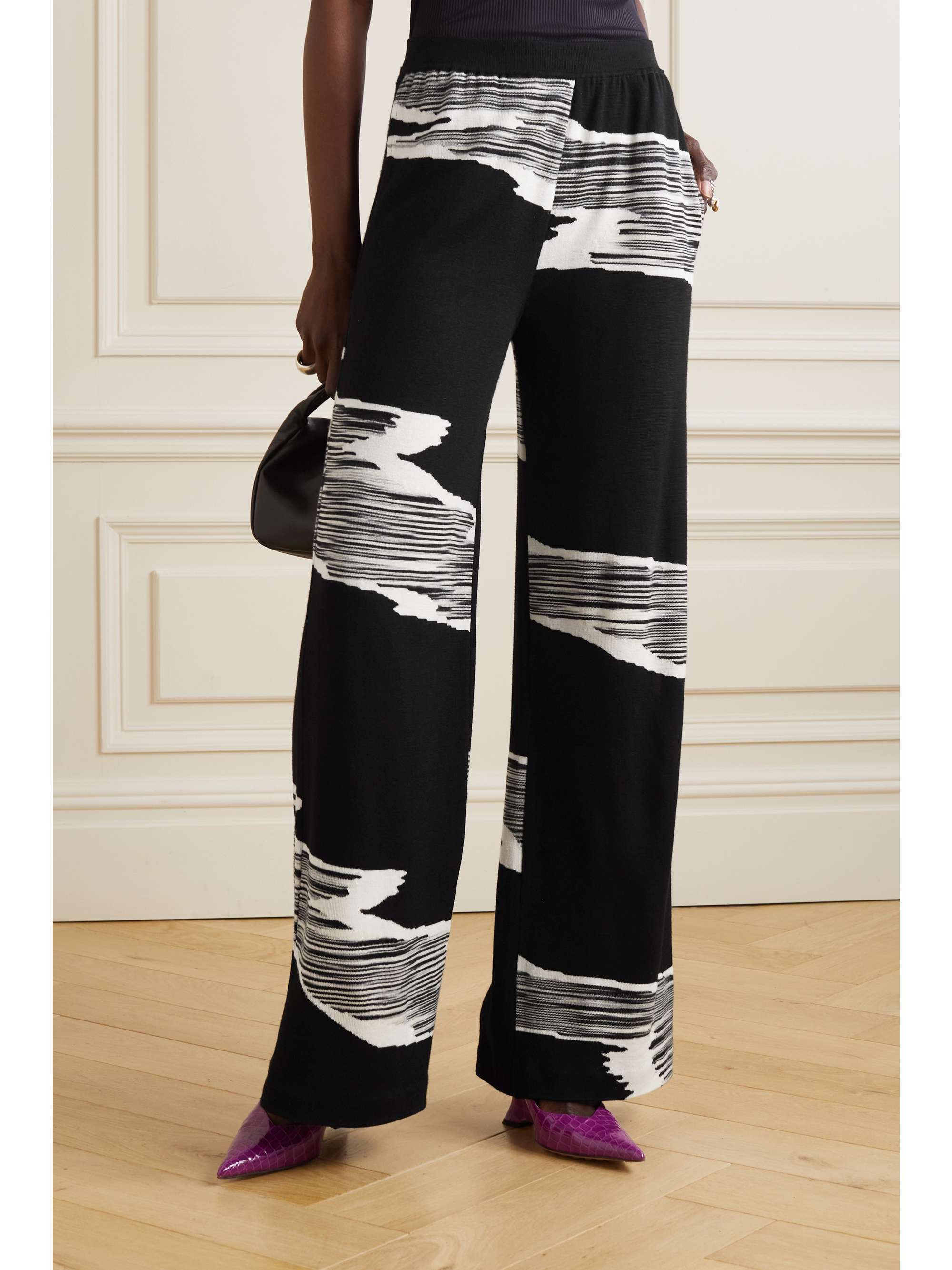 MISSONI 인타르시아 니트 울 스트레이트 팬츠