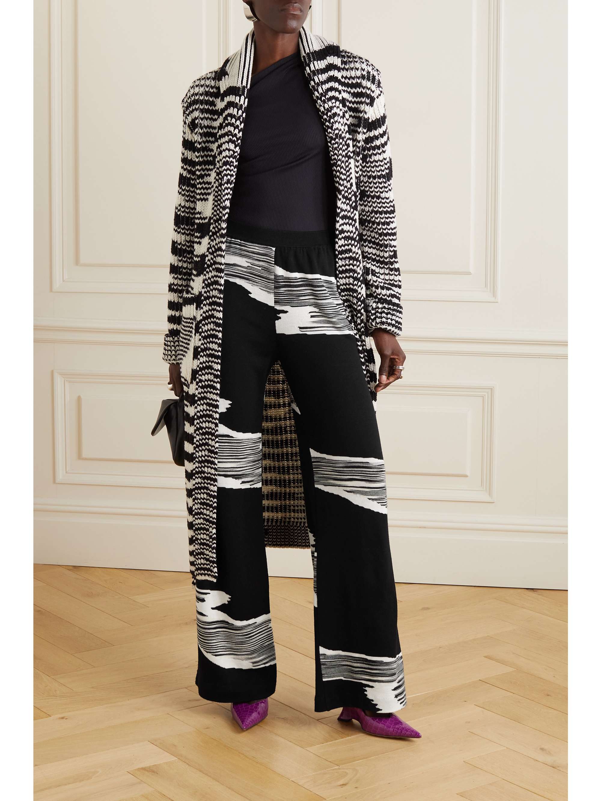 MISSONI 인타르시아 니트 울 스트레이트 팬츠