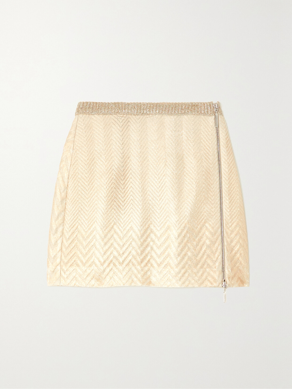 Missoni - Striped Metallic Cotton-blend Crochet-knit Mini Skirt - Gold