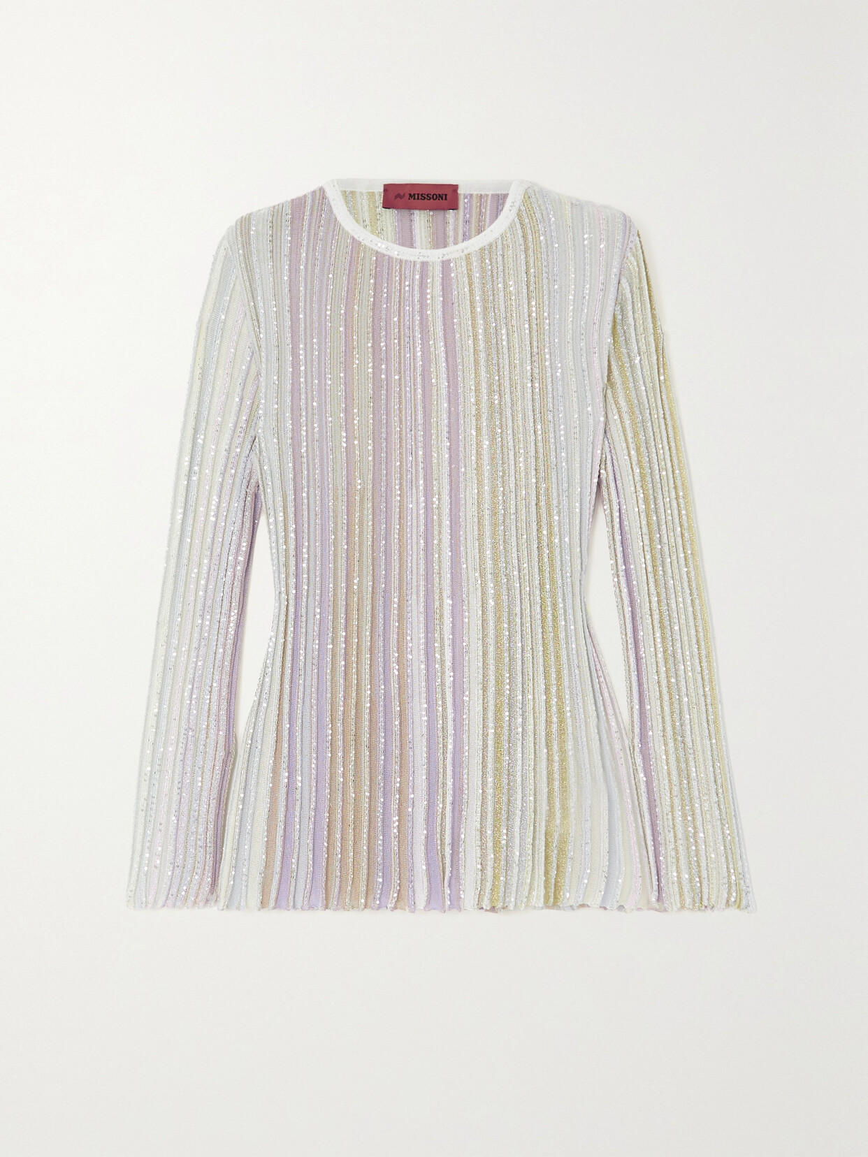 Missoni - Sequin-embellished Striped Crochet-knit Sweater - Purple