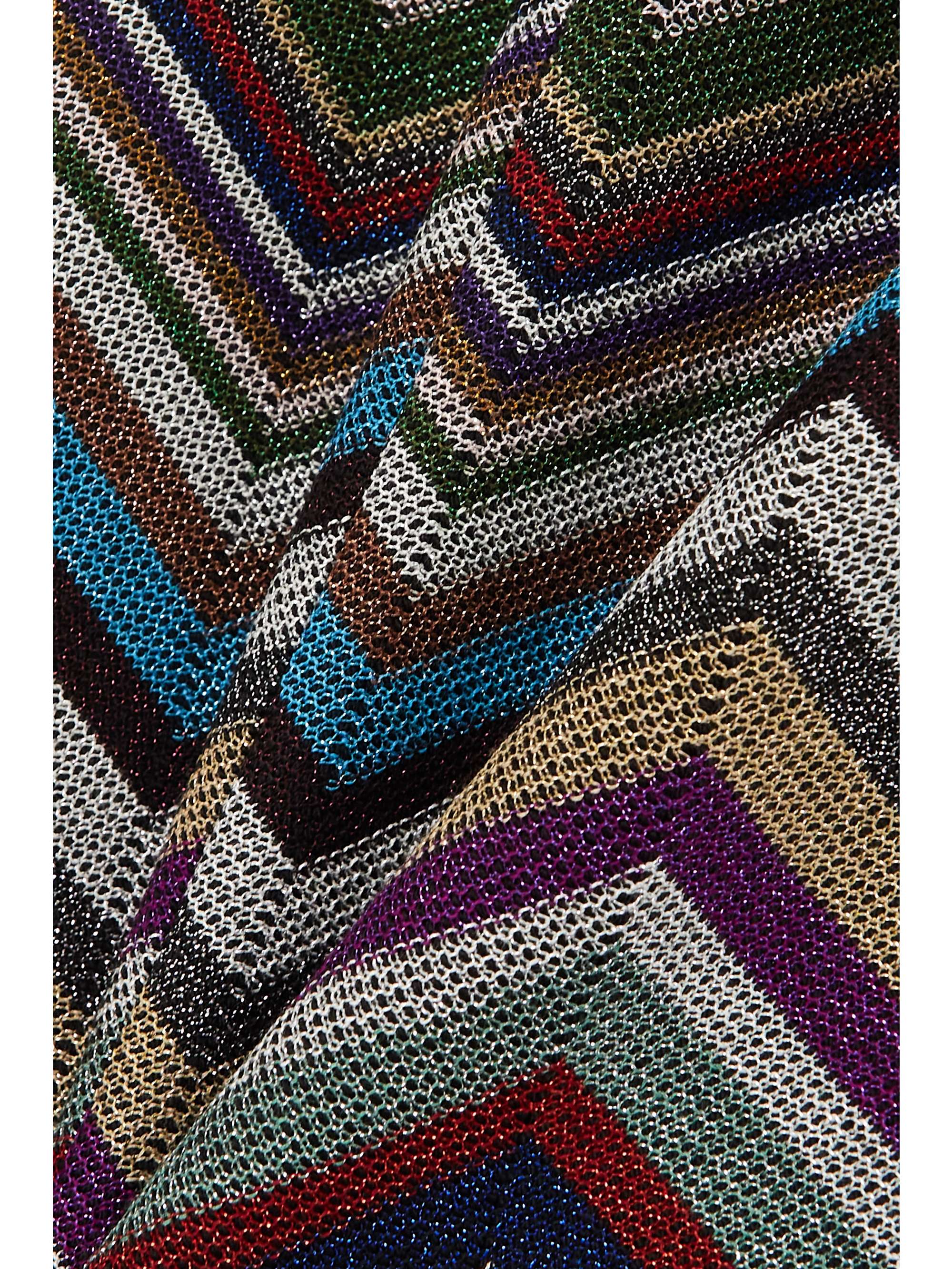 MISSONI Striped metallic wool-blend crochet-knit midi skirt