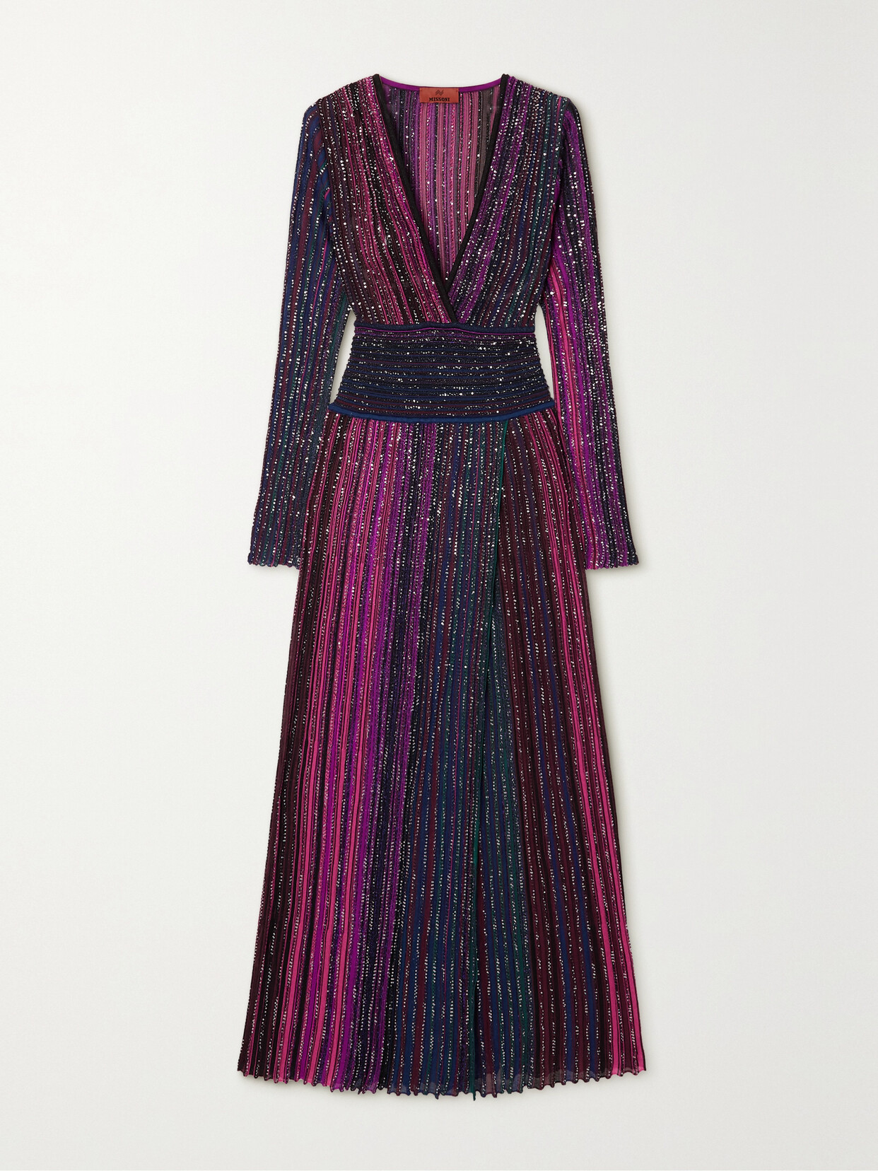 Missoni - Wrap-effect Sequined Crochet-knit Silk-blend Maxi Dress - Multi