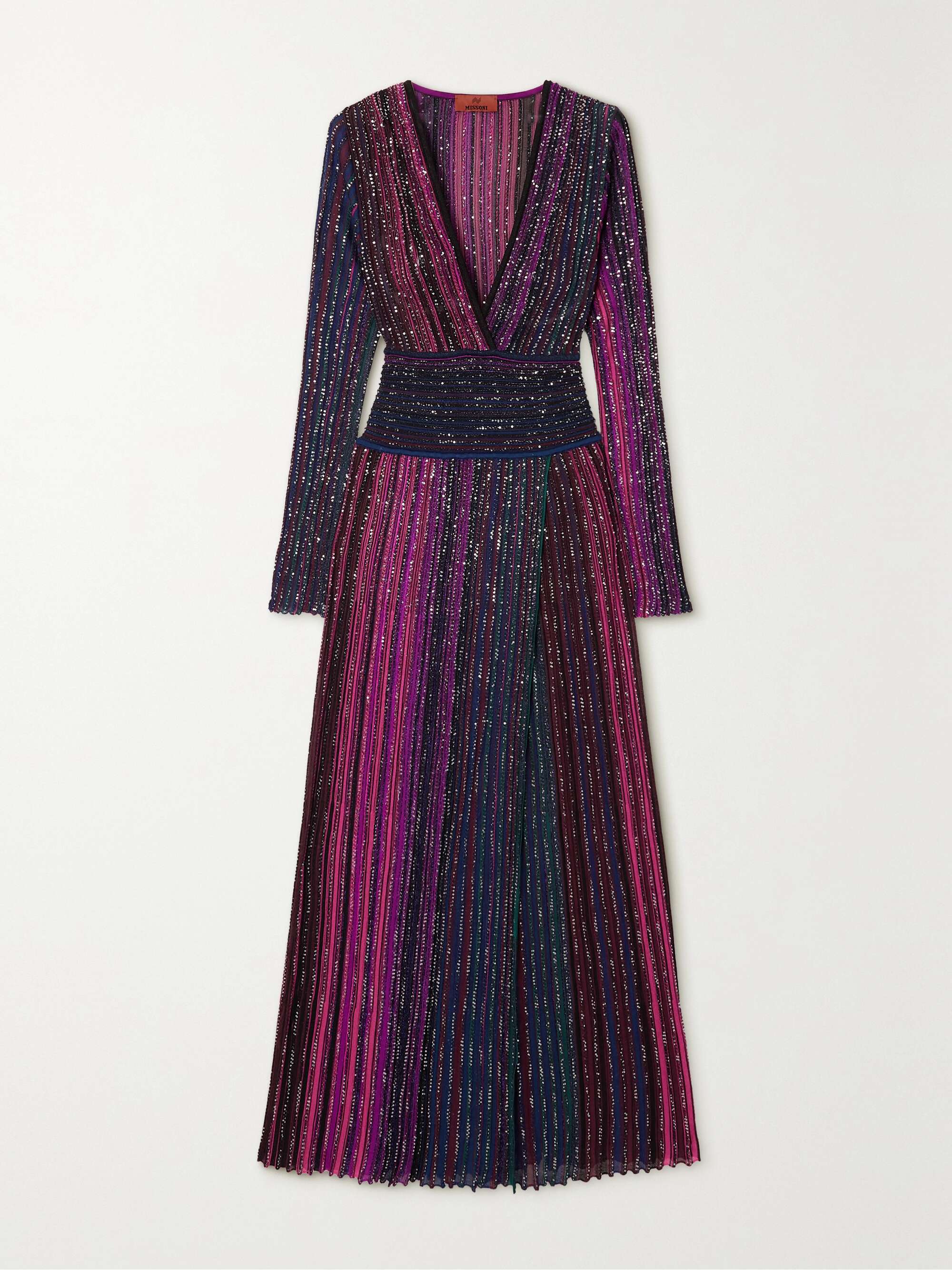 MISSONI Wrapeffect sequined crochetknit silkblend maxi dress NETAPORTER