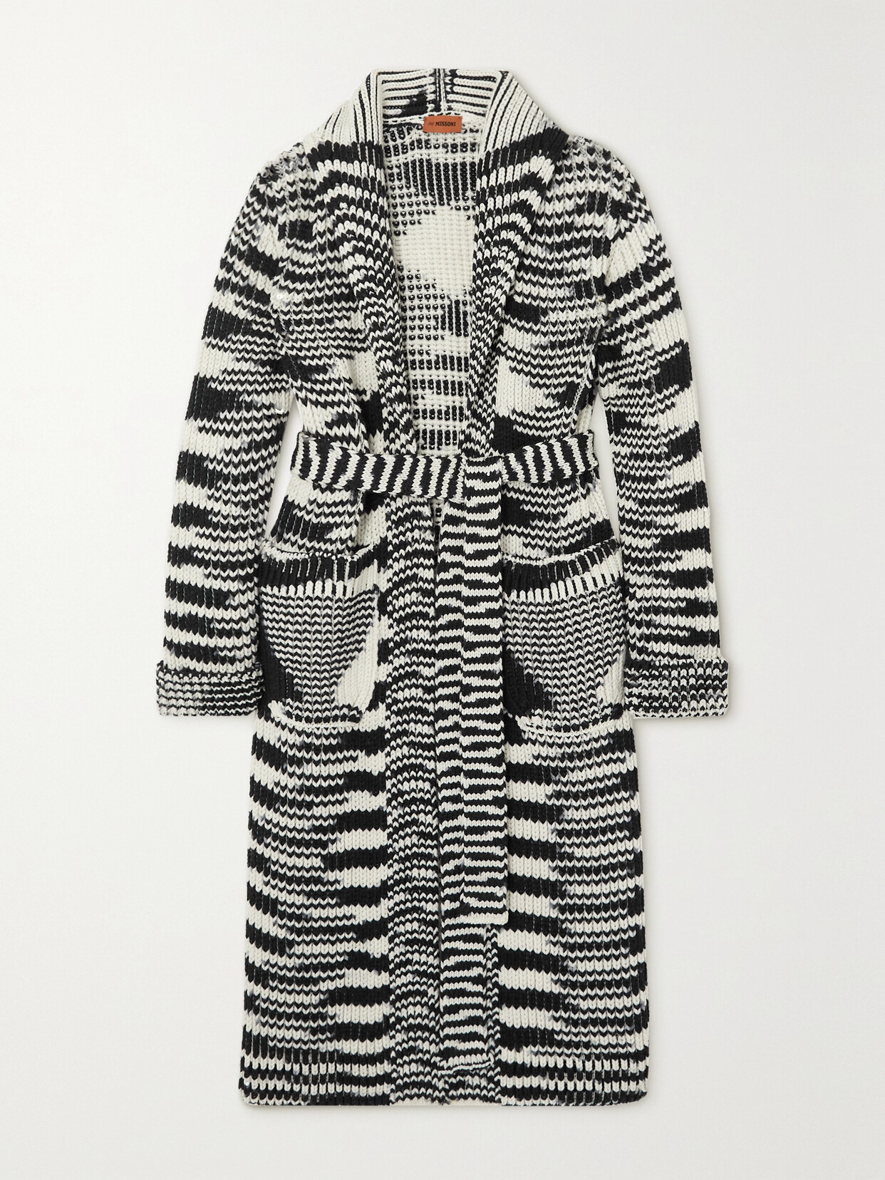 Missoni Two-tone Ribbed Wool Cardigan In Black