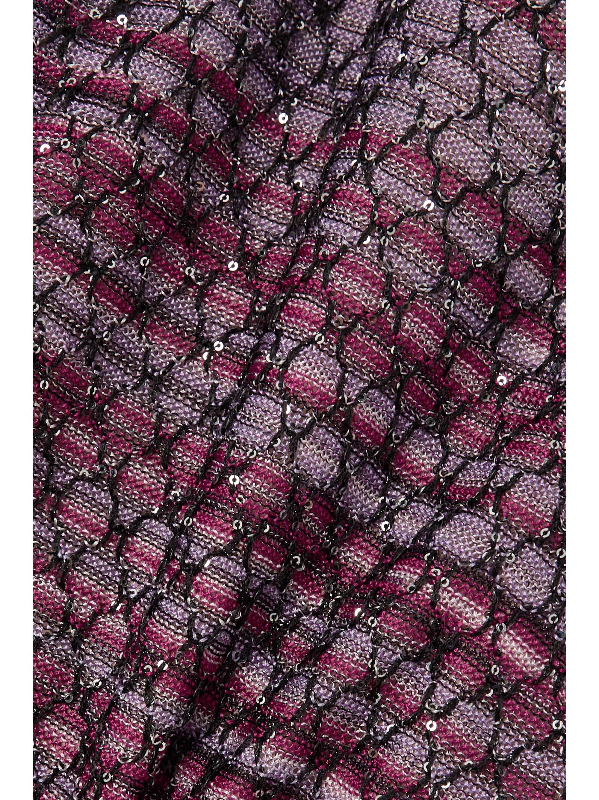 MISSONI Sequin-embellished embroidered striped knitted mini dress