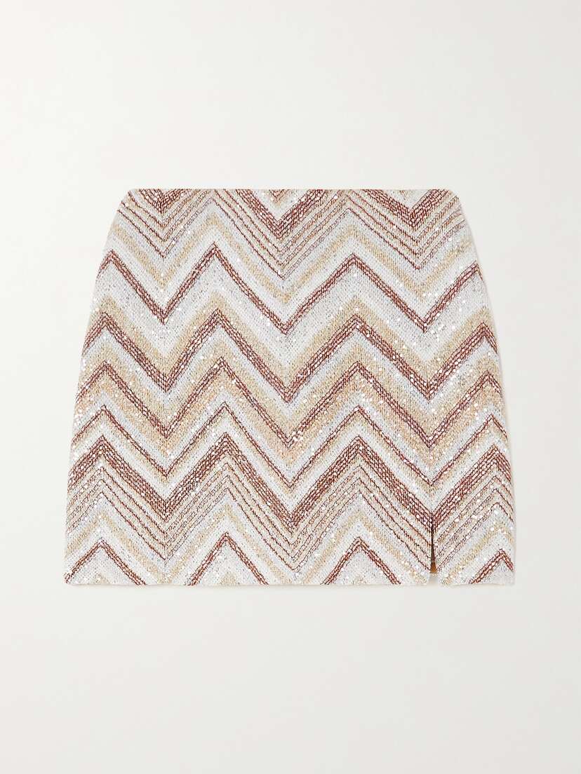 Missoni Sequin-embellished Striped Crochet-knit Mini Skirt