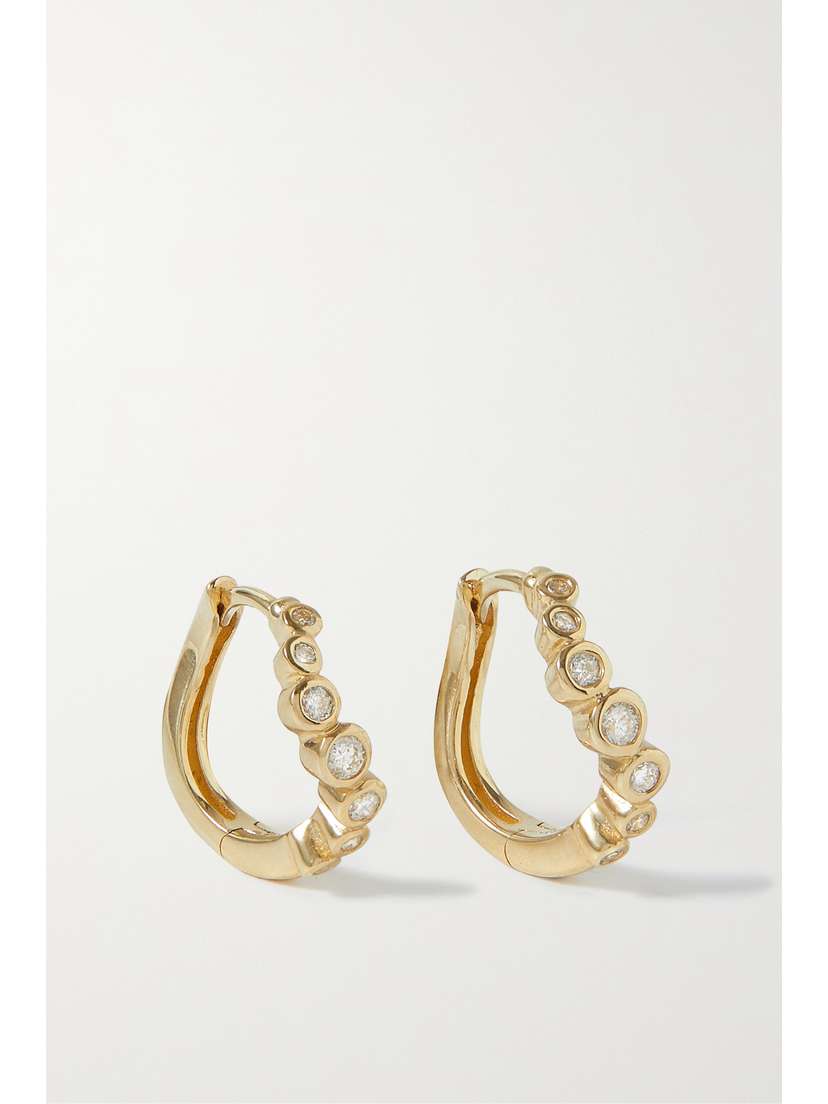 STONE AND STRAND Bubbly Wave 14-karat Diamond Hoop Earrings