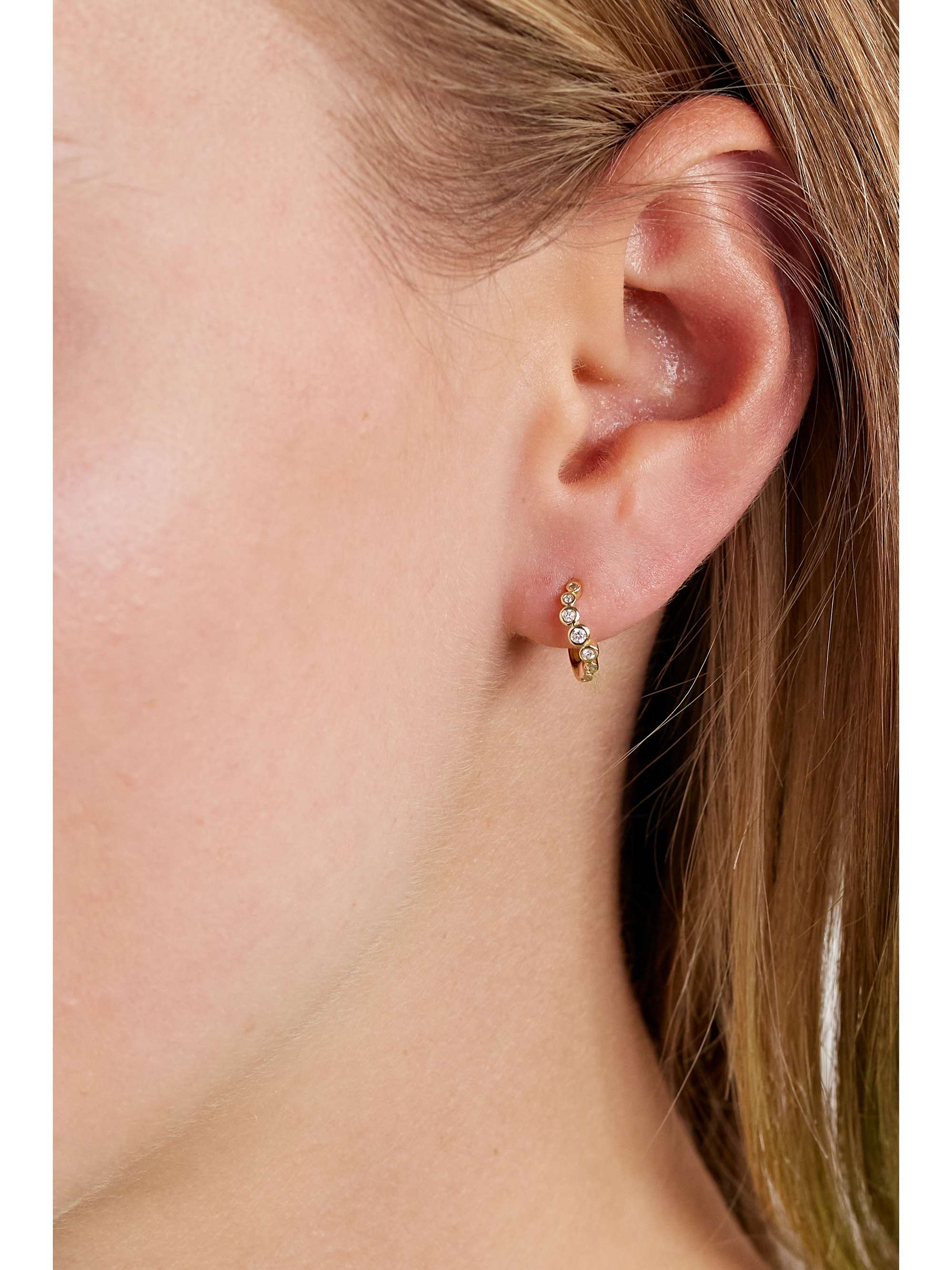 Bubbly Wave 14 karat gold diamond hoop earrings