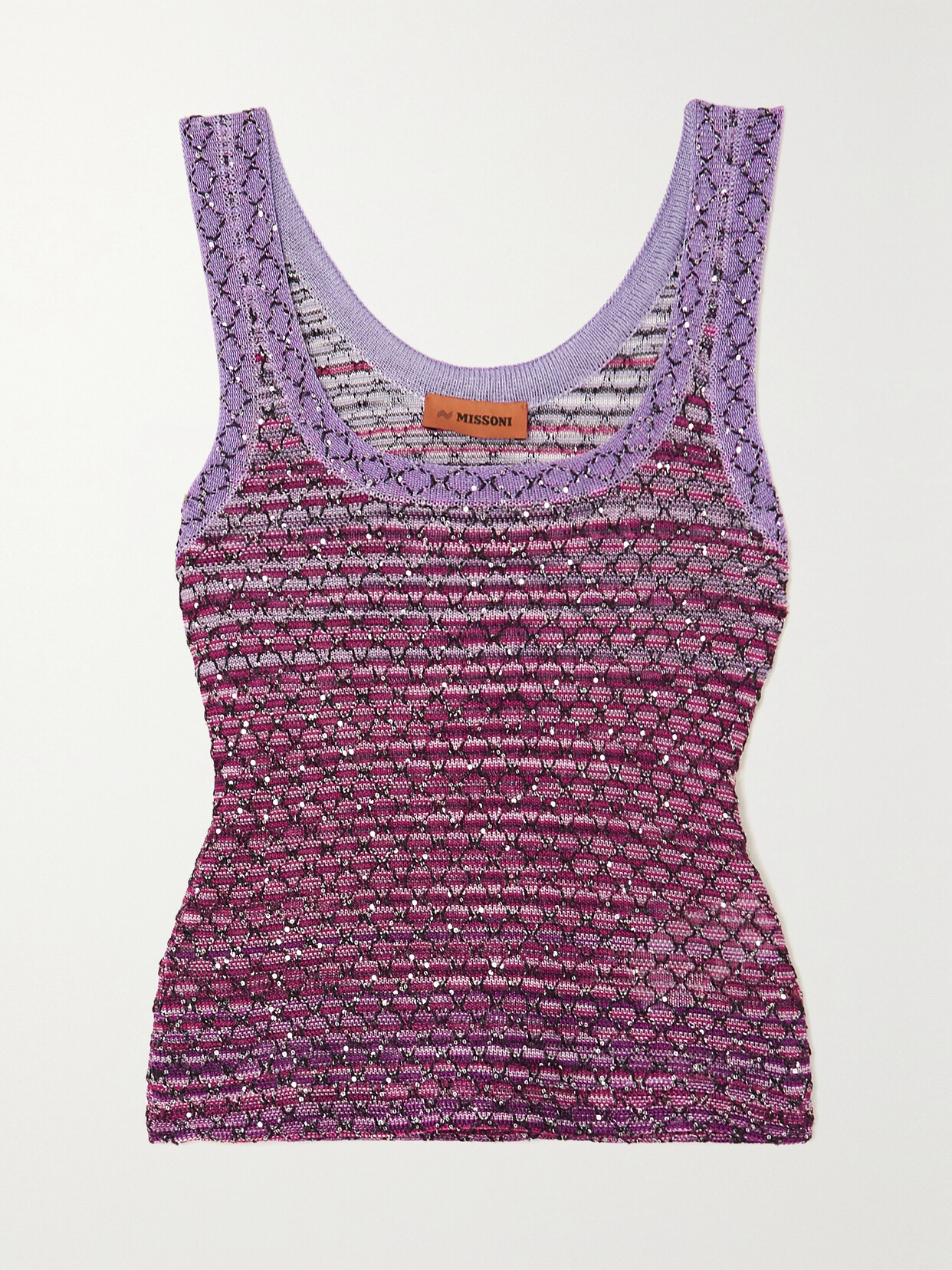 Missoni - Sequin-embellished Embroidered Striped Crochet-knit Tank Top - IT48