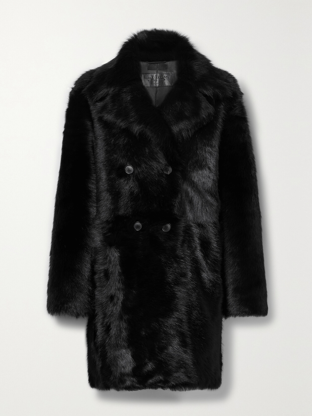 Nili Lotan - Faustine Double-breasted Shearling Coat - Black