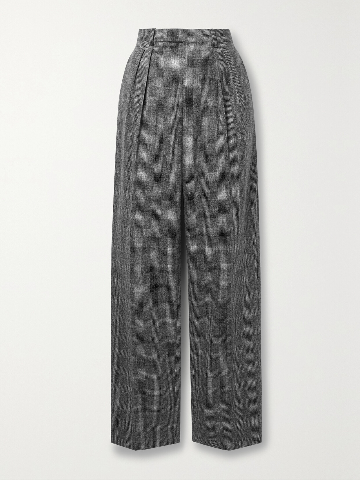 Nili Lotan - Alphonse Pleated Houndstooth Wool-blend Straight-leg Pants - Gray