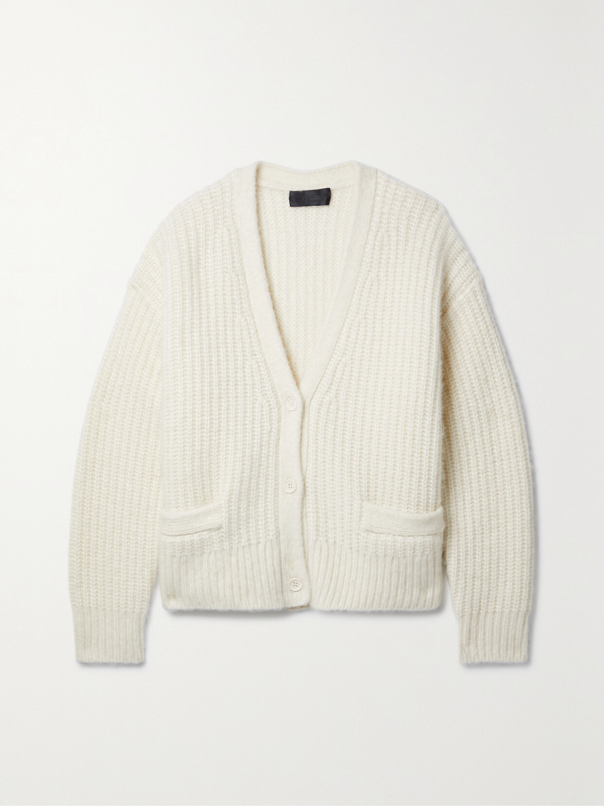 Shop Nili Lotan Isin Ribbed Cashmere Cardigan In Ivory