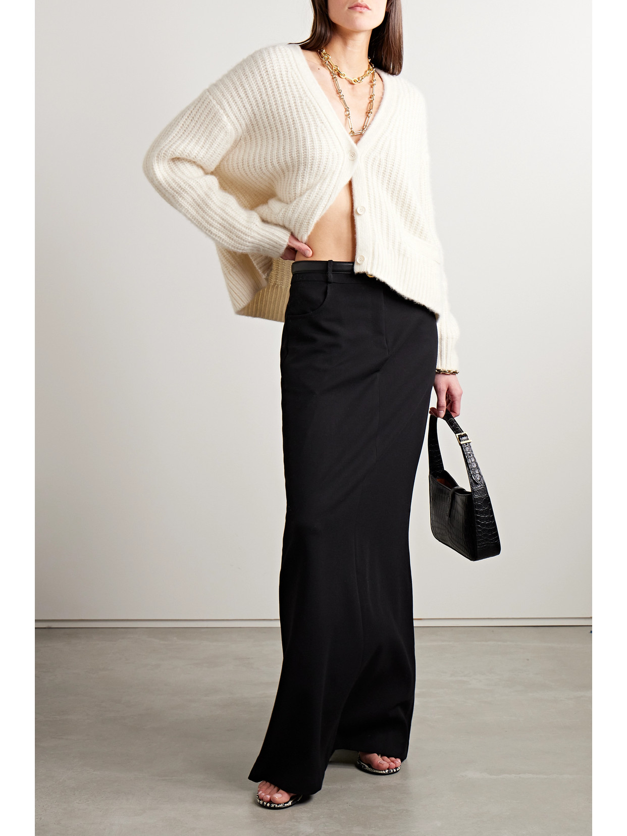 Shop Nili Lotan Isin Ribbed Cashmere Cardigan In Ivory