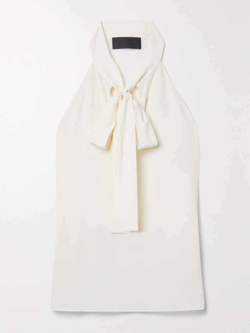 Nili Lotan Zelie Pussy-bow Silk Crepe De Chine Top
