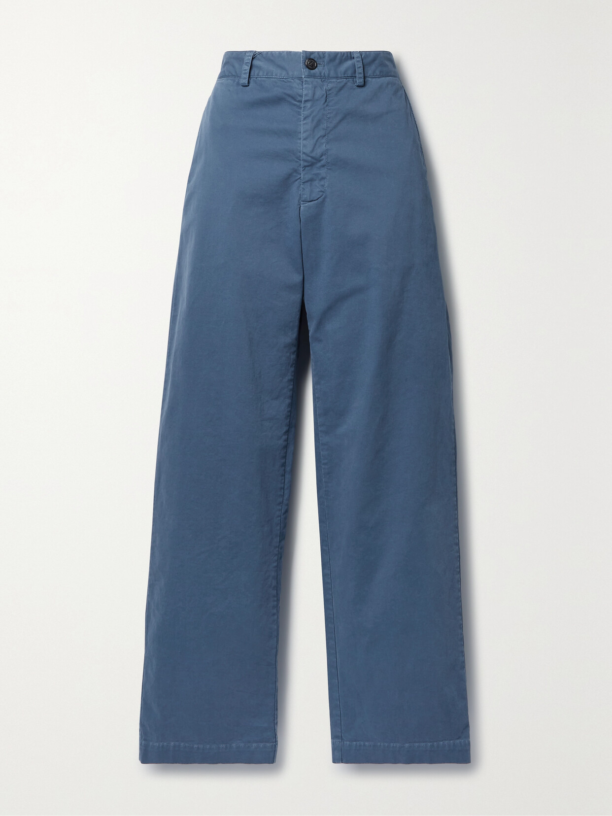 Nili Lotan Eliot Cotton-blend Twill Wide-leg Pants In Blue