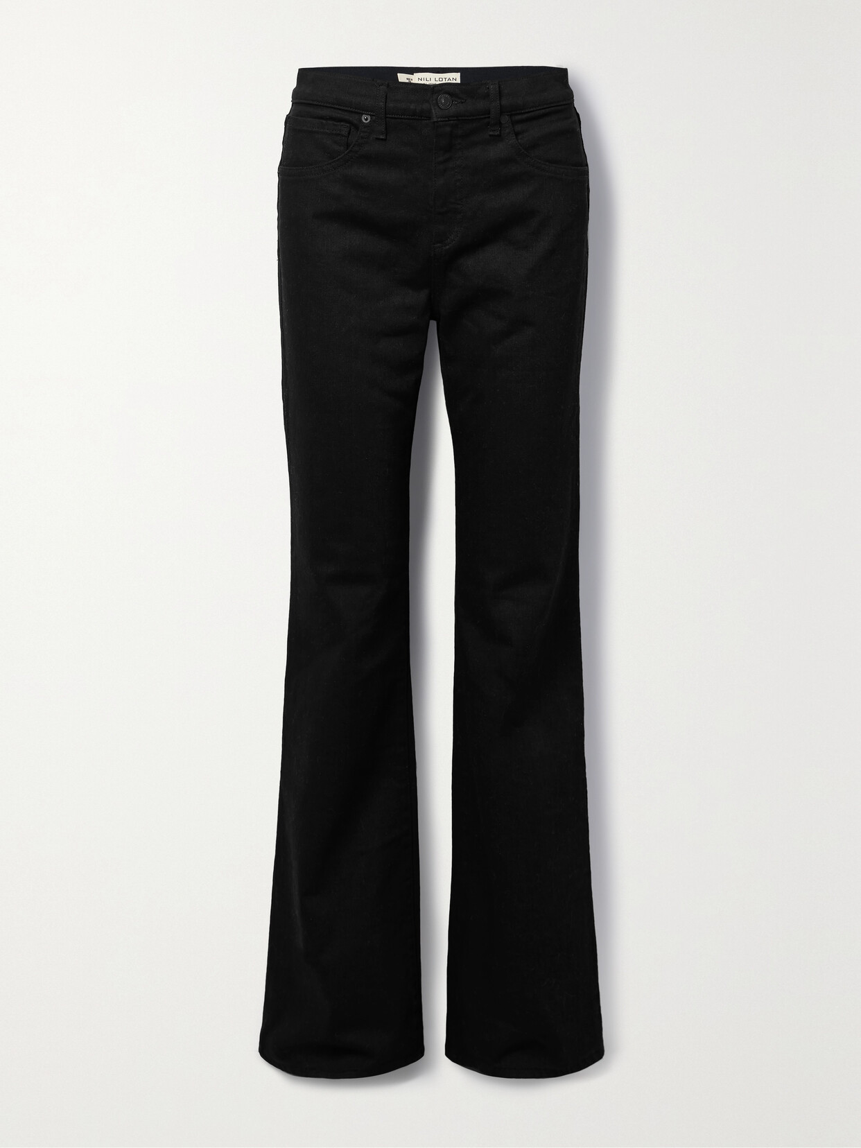 Shop Nili Lotan Celia High-rise Flared Jeans In Black