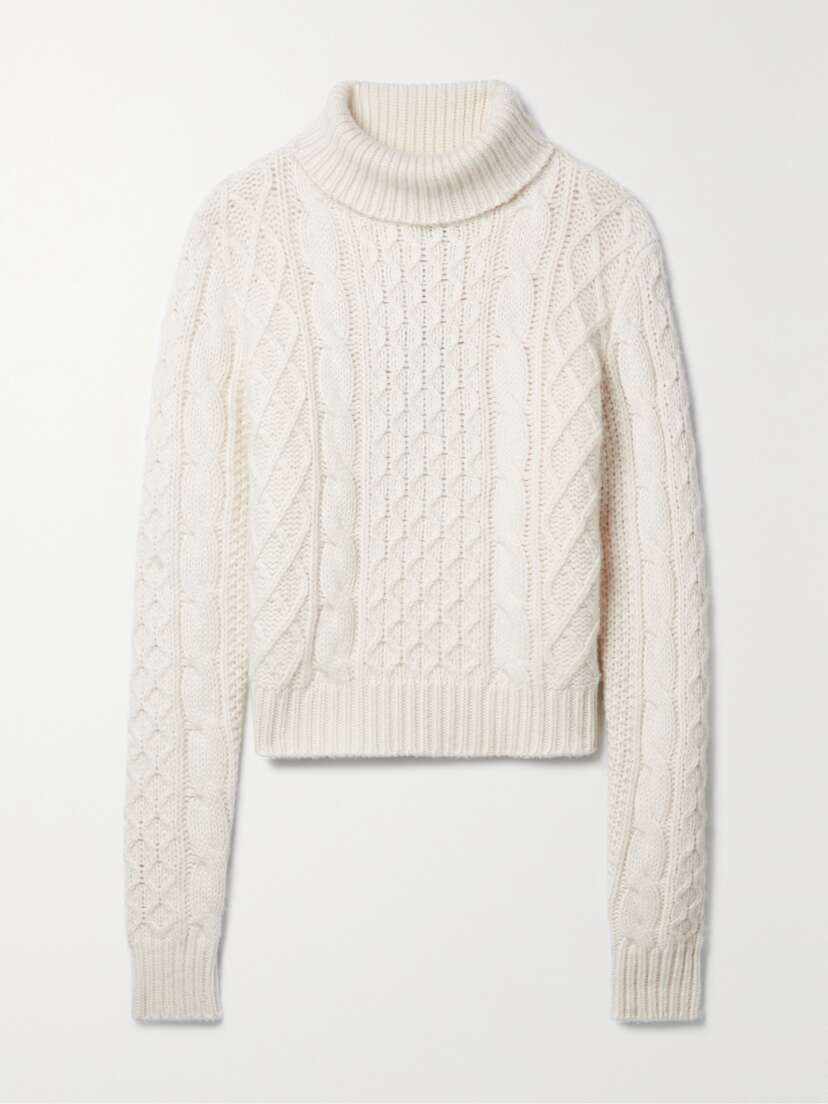 Nili Lotan Andrina Cable-knit Wool And Cashmere-blend Turtleneck Sweater