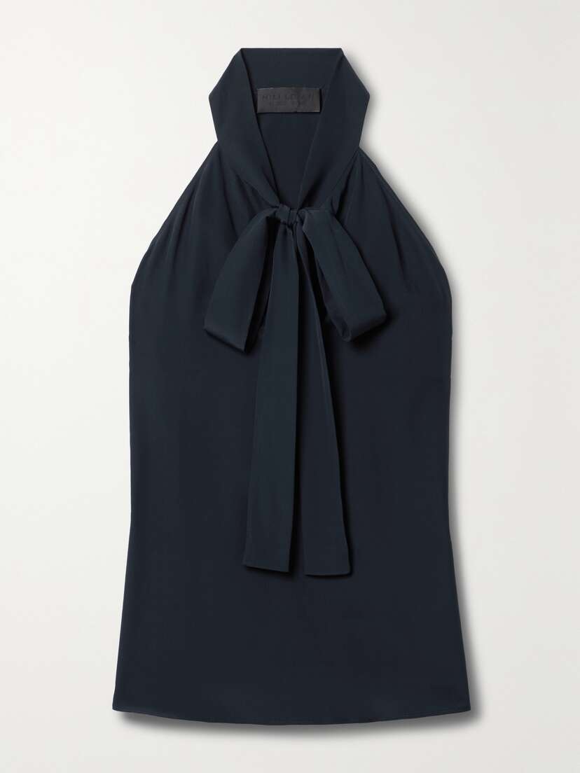 Nili Lotan Zelie Pussy-bow Silk Crepe De Chine Top