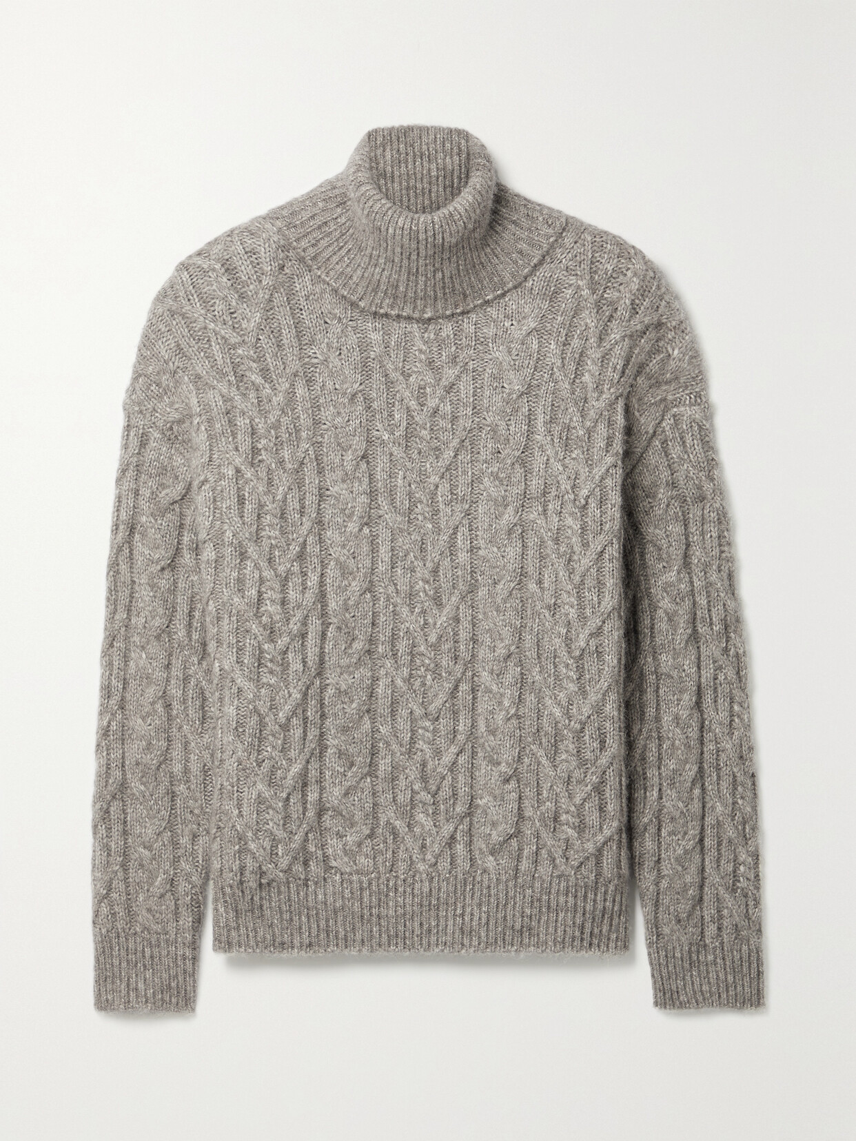 Nili Lotan - Annie Cable-knit Alpaca, Cotton And Wool-blend Turtleneck Sweater - Gray