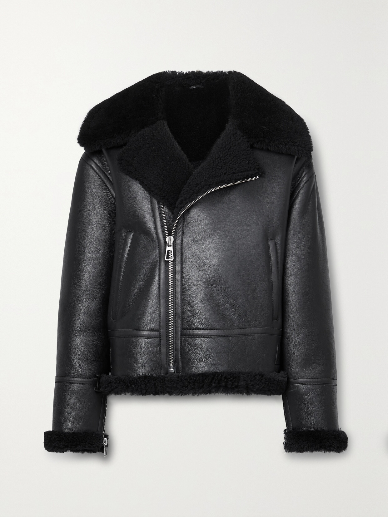 Nili Lotan Barthelemy Paneled Shearling Jacket In Black