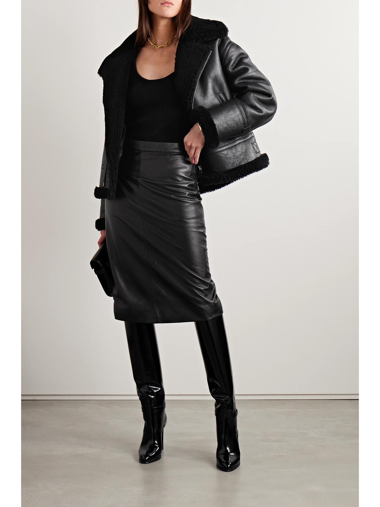 Shop Nili Lotan Barthelemy Paneled Shearling Jacket In Black