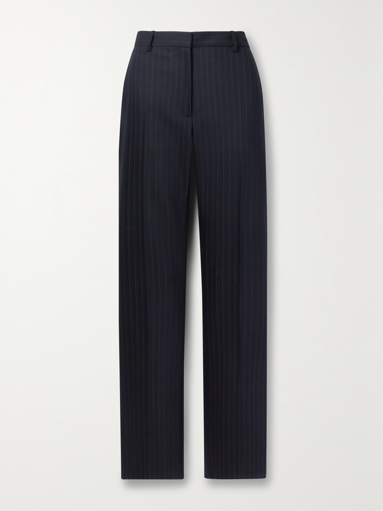 Nili Lotan - Anatole Pinstriped Herringbone Wool-blend Straight-leg Pants - Black