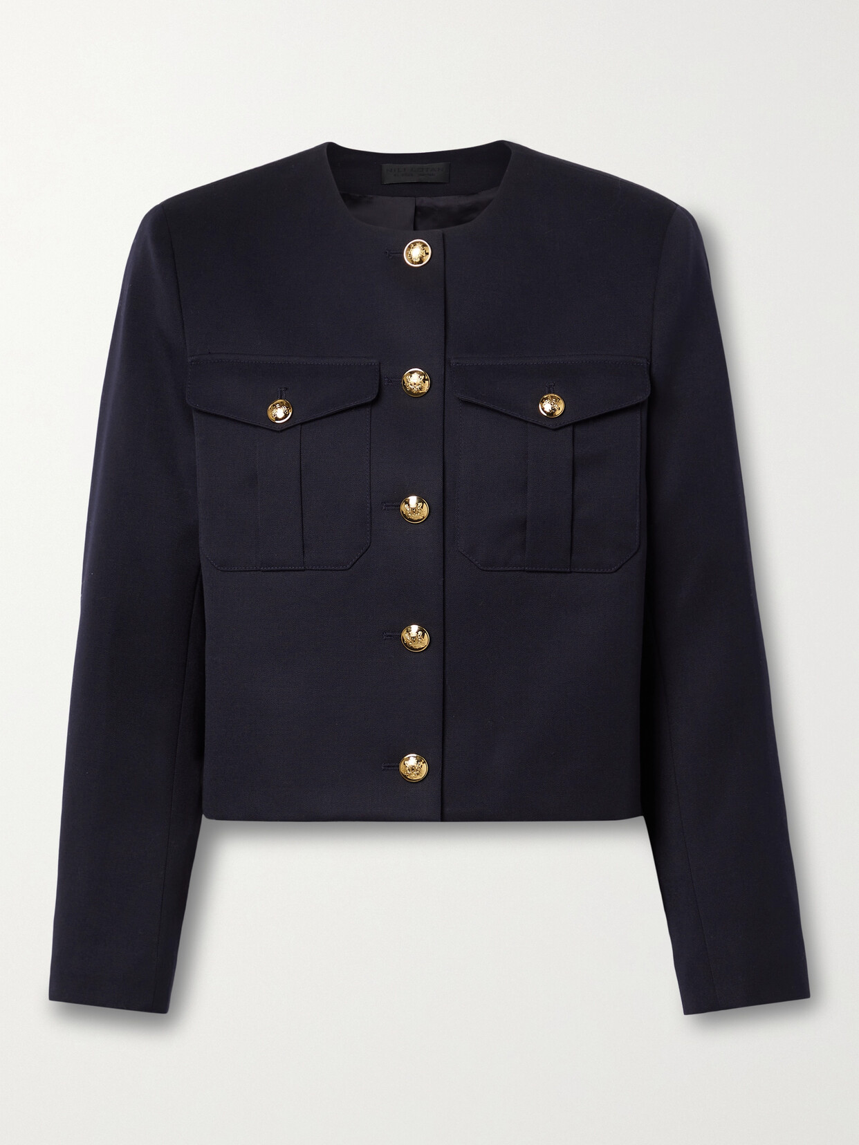 NILI LOTAN MAURINE CROPPED WOOL-TWILL JACKET