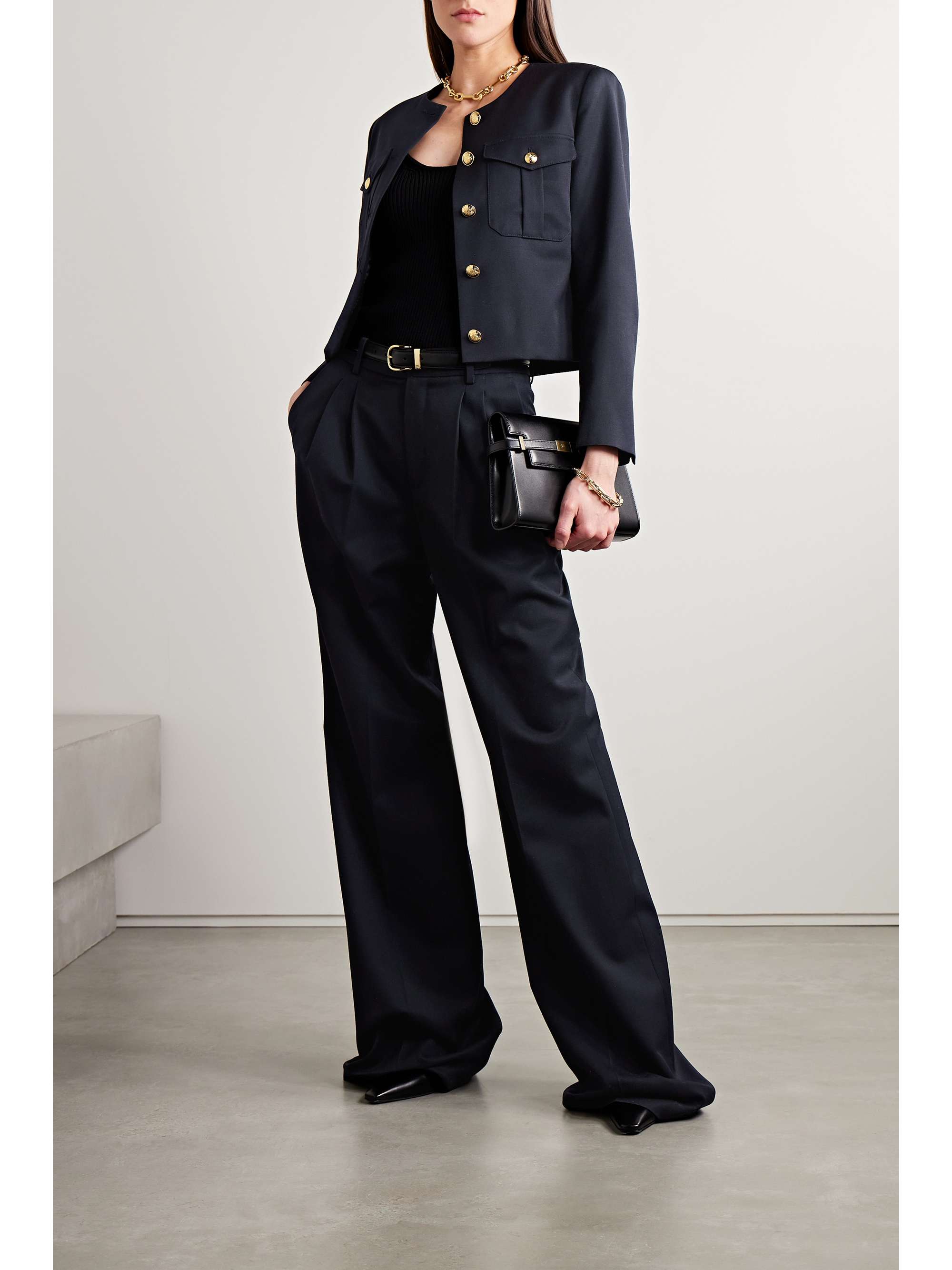 Cropped twill jacket top