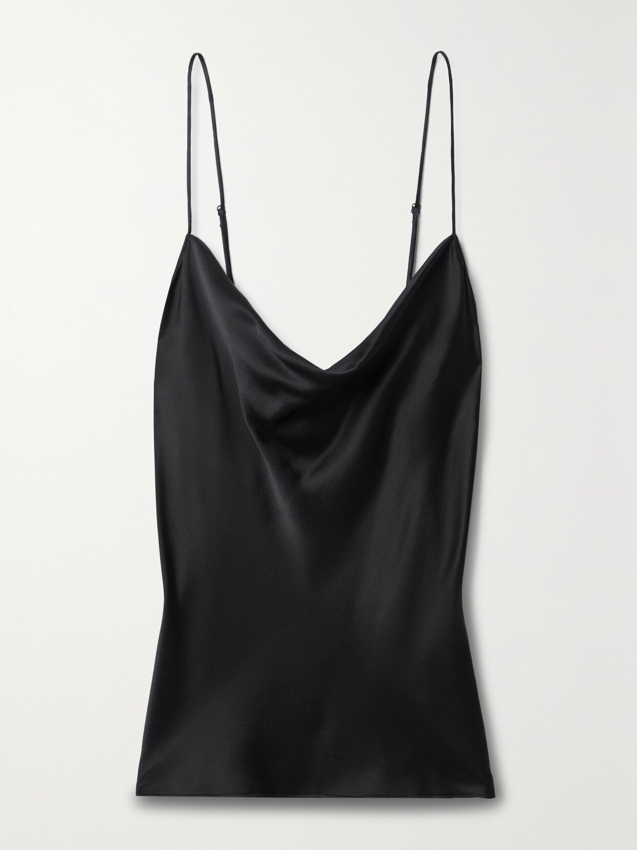 Shop Nili Lotan Joris Draped Silk-satin Camisole In Black