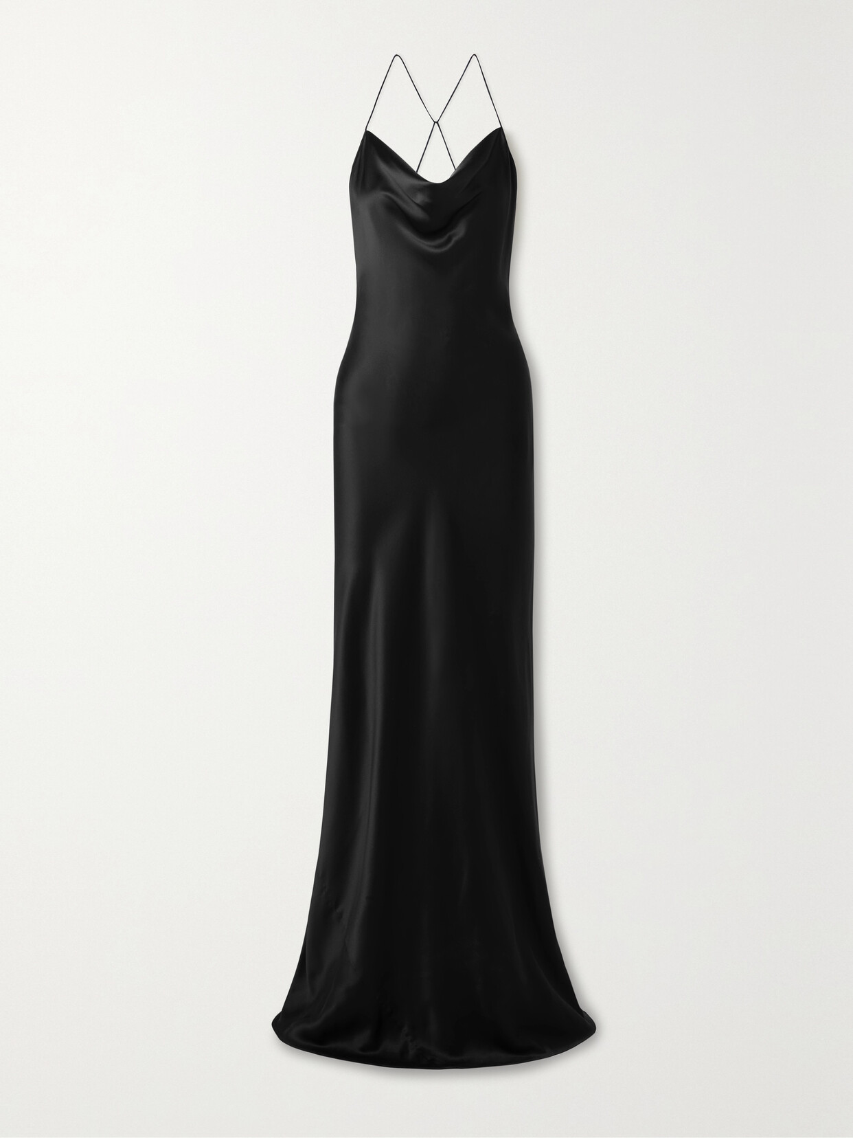 NILI LOTAN MARIANNE DRAPED OPEN-BACK SILK-CHARMEUSE GOWN